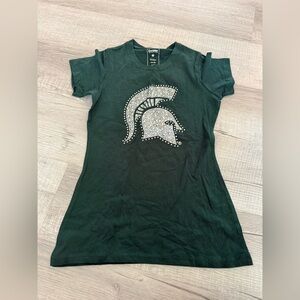 NCAA Green Women's Top with Silver Logo